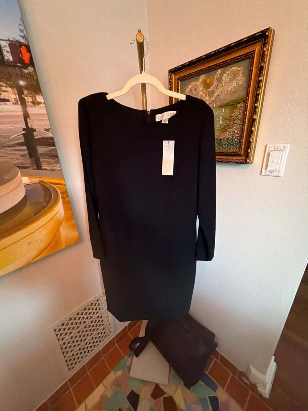 Linda Allard Ellen Tracy Black Long Sleeve Sheath Dress